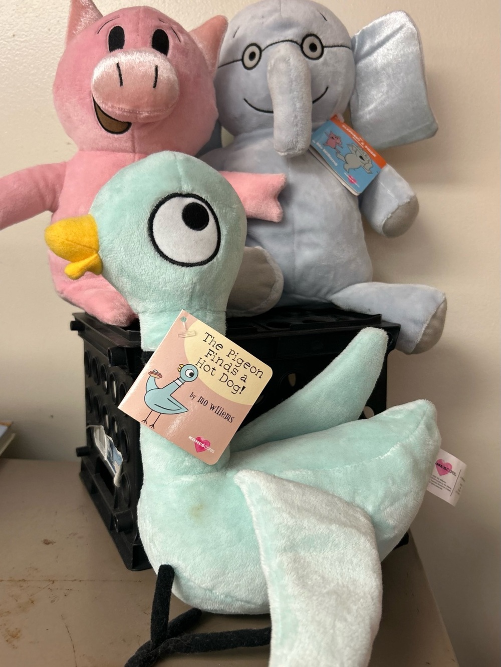 Piggy, Elephant and Pigeon Plush with Tags